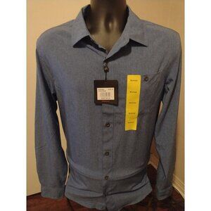 NEW NWT ZEROXPOSUR Travel Series Mens Medium M Button Shirt Blue Long Sleeve